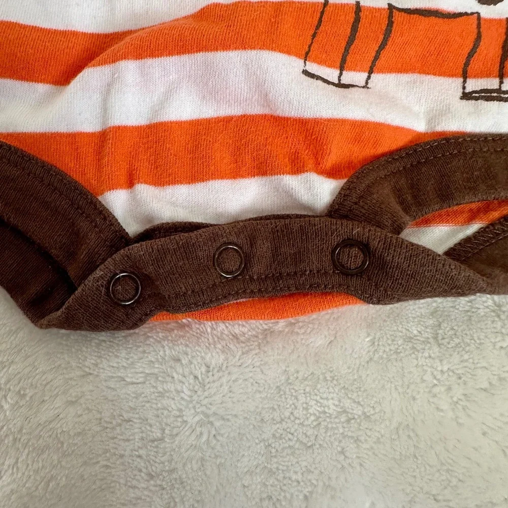 Koala Baby‎ Orange Striped Giraffe Romper Bodysuit Size 3 Months